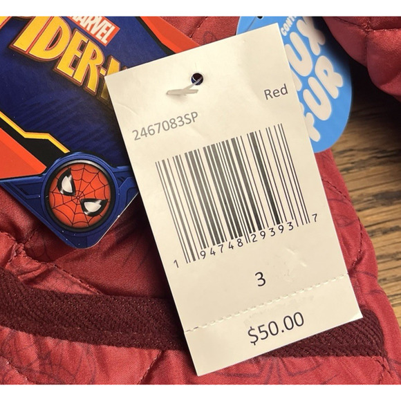 Marvel Spiderman Boys Coat 3T Hoodie Jacket Red Zip Plush Fleece Faux Fur $50 - Picture 5 of 16